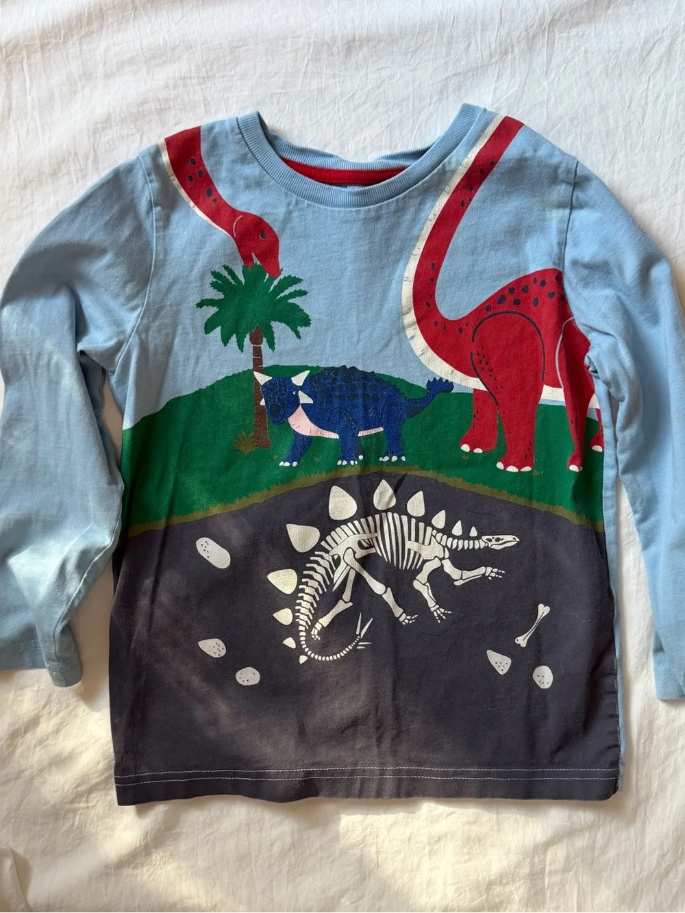 Mini Boden 5-6Y Dinosaur Fossil Graphic Long Sleeve Shirt Blue